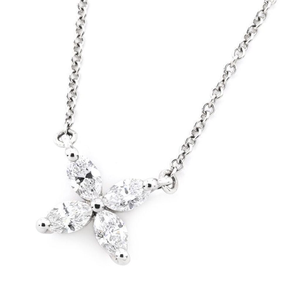 Tiffany Co Paloma Picasso Victoria Diamond Necklace Flower Platinum Silver